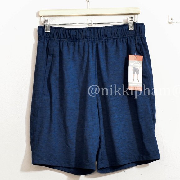 NEW!! Glacier Men's 4-Way Stretch Comfort Performance Shorts in blue - Picture 2 of 8